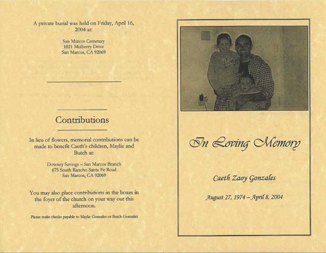 Memorial Bulletin - front